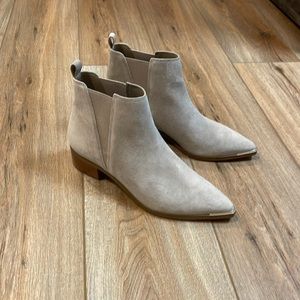 Marc Fisher Yale suede booties taupe